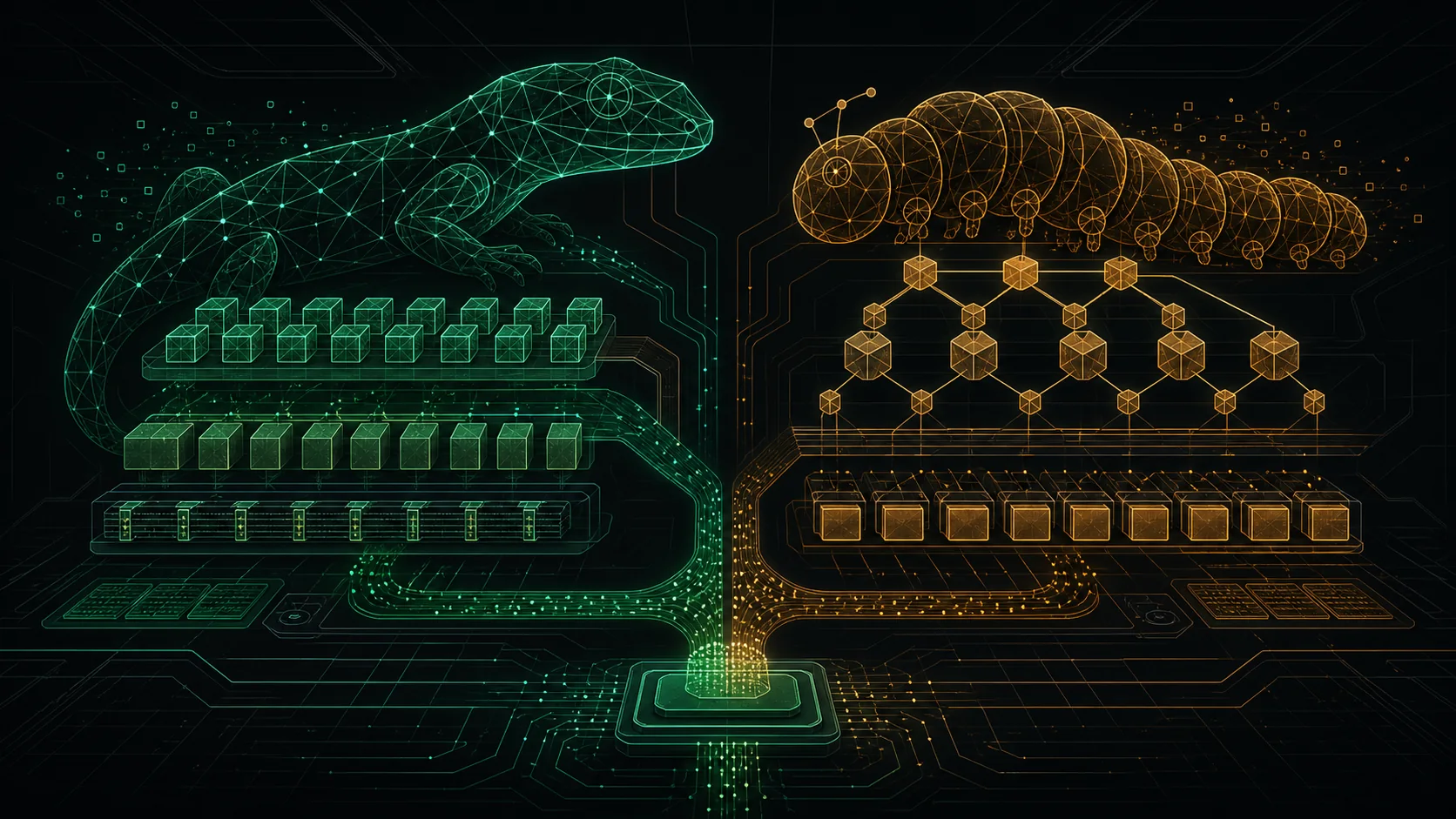 Wireframe Lizard Native and Caterpillar inference providers converging on one local compute layer